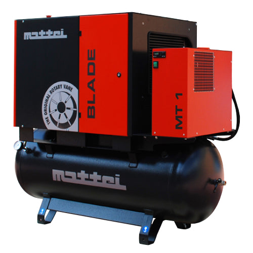 10HP Mattei Rotary Vane Air Compressor w/ Air Dryer 80/120gal (BLADE 7 TM-SE)